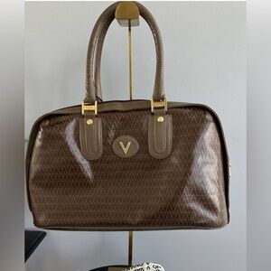 Mario Valentino Brown Leather Boston  Handbag